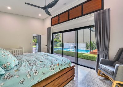 Frangipani House Ventilated Bedroom with Breezway Louvres Half open