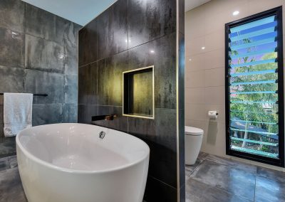 Pandanus House Ventilated Bathroom Area with Breezway Louvres Open