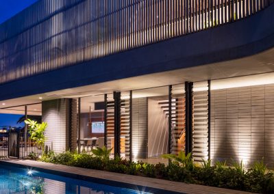 External side view at night with Breezway Louvres