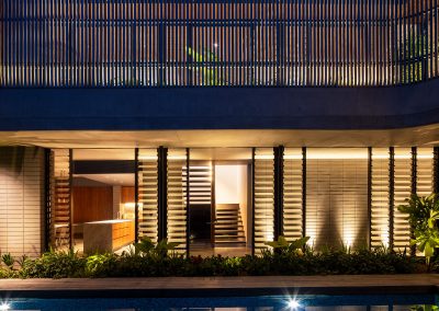 External view at night with Breezway Louvres