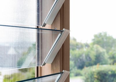 Close up of Breezway Louvres with white clips