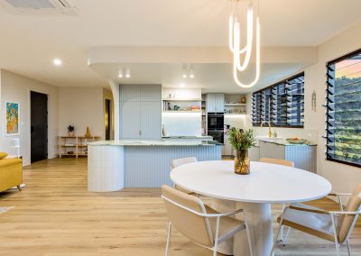 Kitchen and dining area with Breezway Louvres